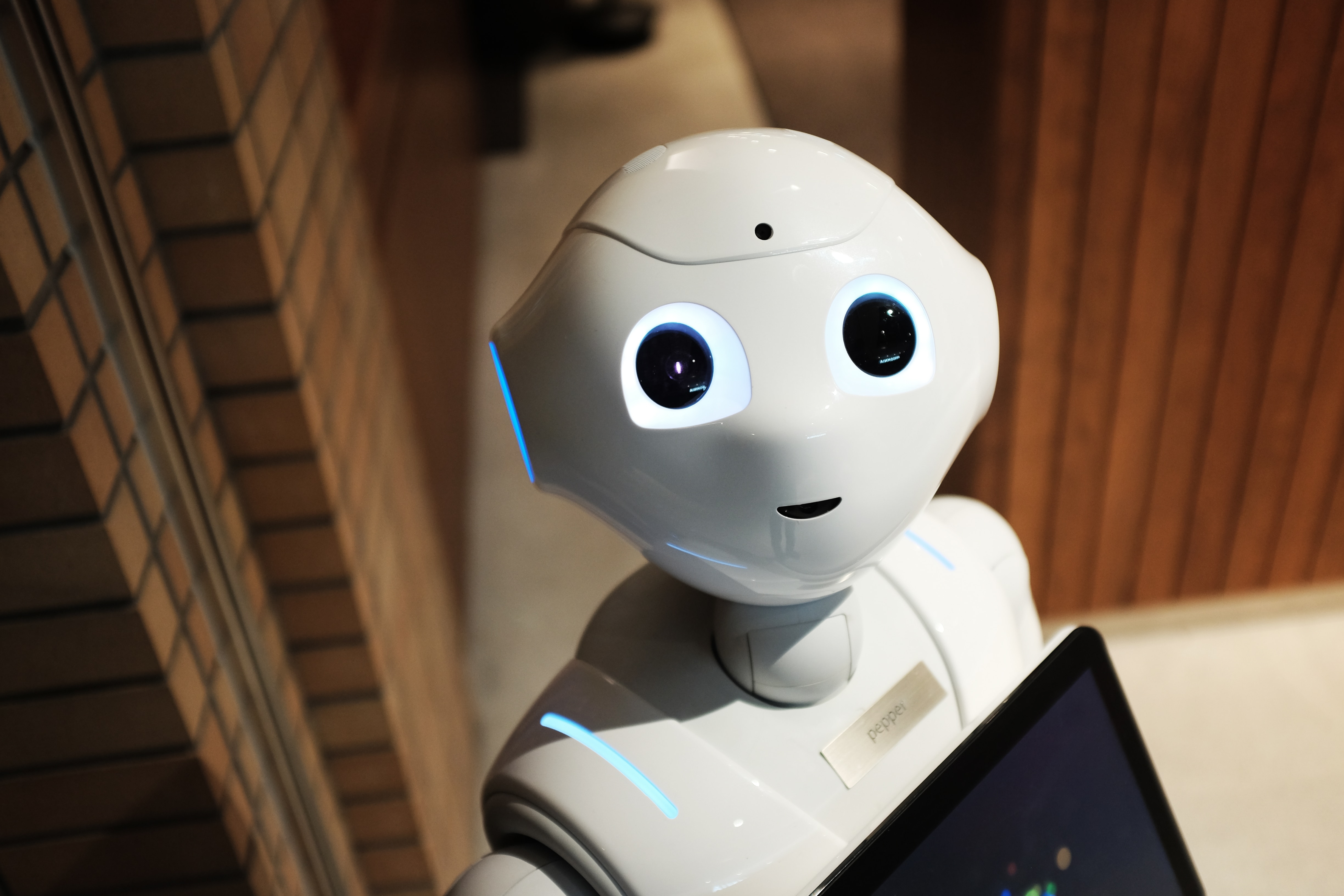 Bild zeigt einen kleinen, menschlich aussehenden Roboter