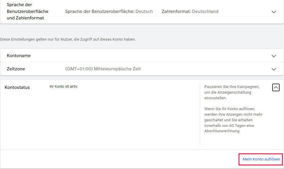 Google Ads-Konto-loeschen